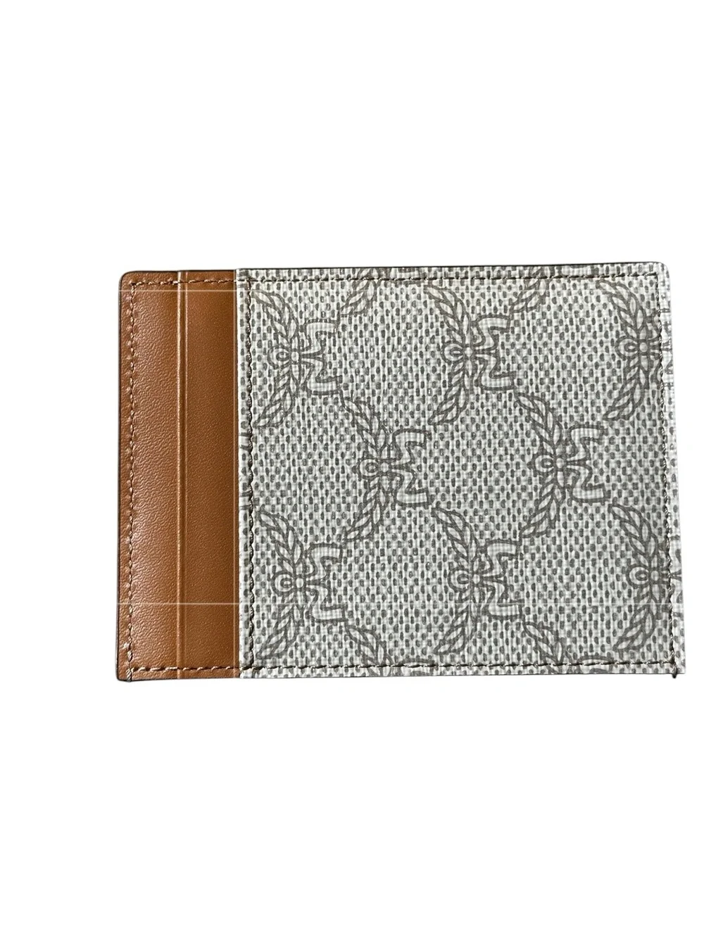 MCM Himmel Lauretos Coated Canvas Card Case Oatmeal Authentic